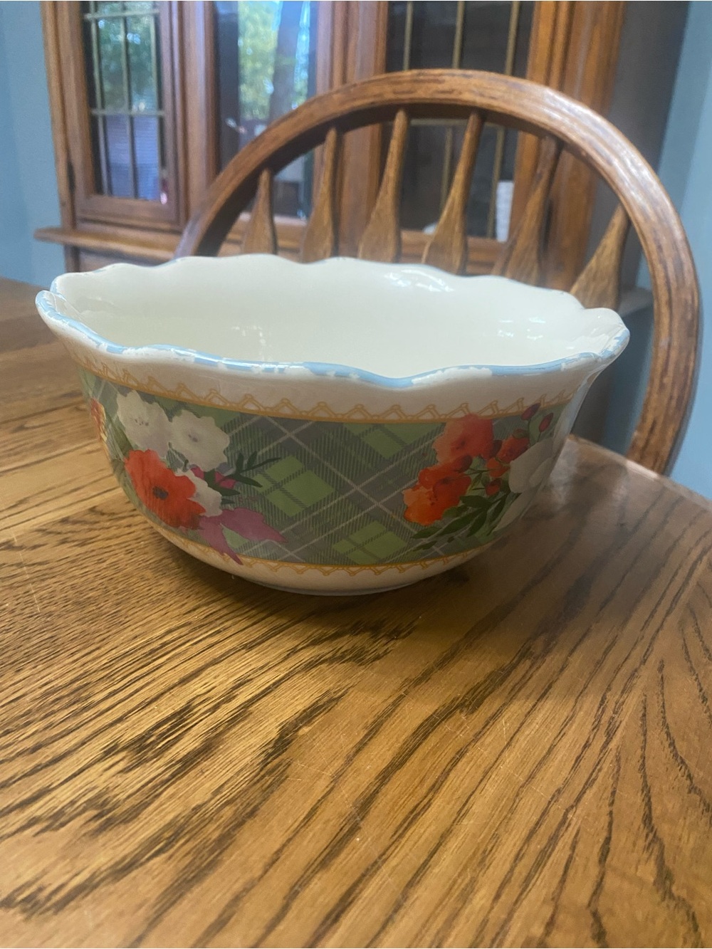 The Pioneer Woman Sweet RoseFloral Plaid Mixing  Bowl in Green, Red,White